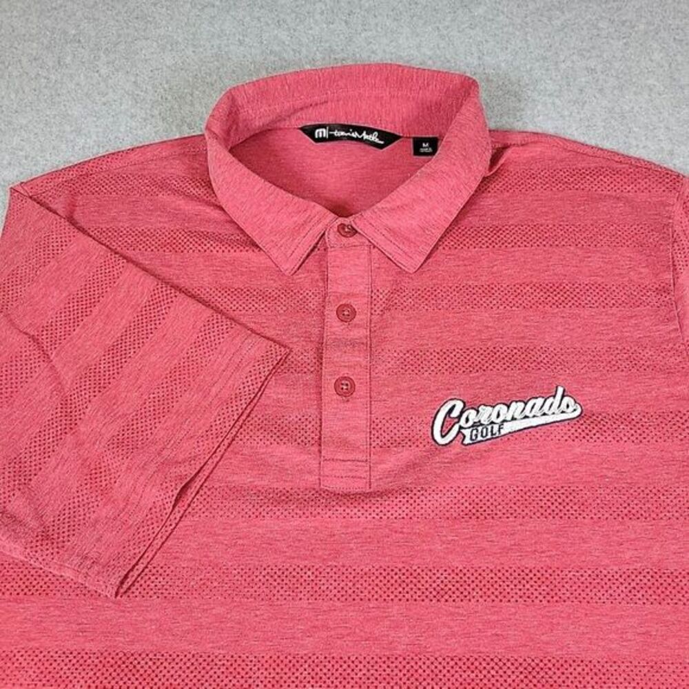 Travis Mathew Polo Shirt Men's Size Medium Red Coronado Embroidered Short Sleeve
